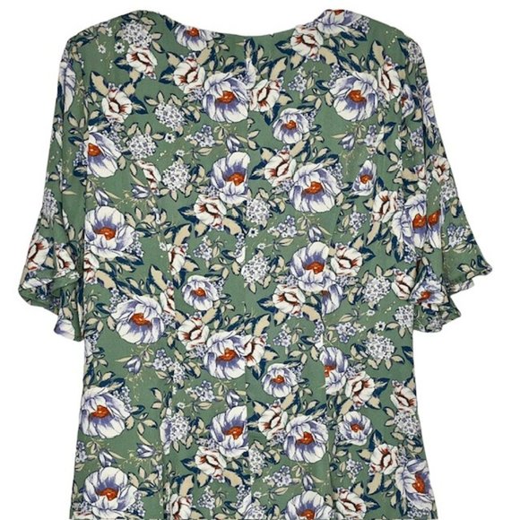 Francesca's Blue Rain Opaline Floral Dress - Blue/Red/White on Green - M - Picture 6 of 10